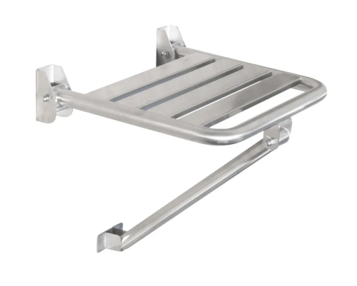 Siedzisko prysznicowe uchylne ze wspornikami, stal szlachetna matowa