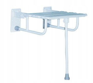 Krzesełko prysznicowe uchylne z podporami i nogą Białe