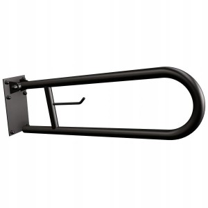 Uchwyt półokrągły uchylny z płytą 60cm z wieszakiem na papier czarny