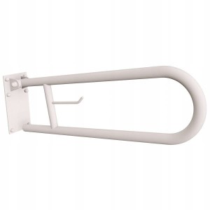 Uchwyt półokrągły uchylny z płytą 60cm z wieszakiem na papier biały