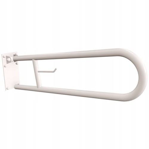 Uchwyt półokrągły uchylny z płytą 70cm z wieszakiem na papier biały