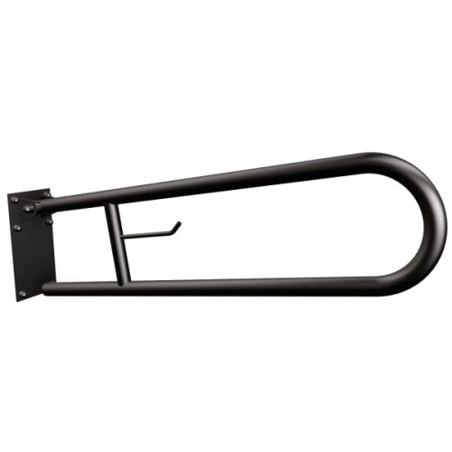 Uchwyt półokrągły uchylny z płytą 70cm z wieszakiem na papier czarny