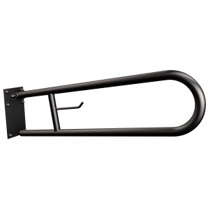 Uchwyt półokrągły uchylny z płytą 75cm z wieszakiem na papier czarny