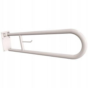 Uchwyt półokrągły uchylny z płytą 75cm z wieszakiem na papier biały