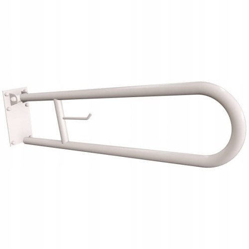 Uchwyt półokrągły uchylny z płytą 75cm z wieszakiem na papier biały