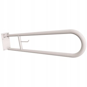 Uchwyt półokrągły uchylny z płytą 80cm z wieszakiem na papier biały