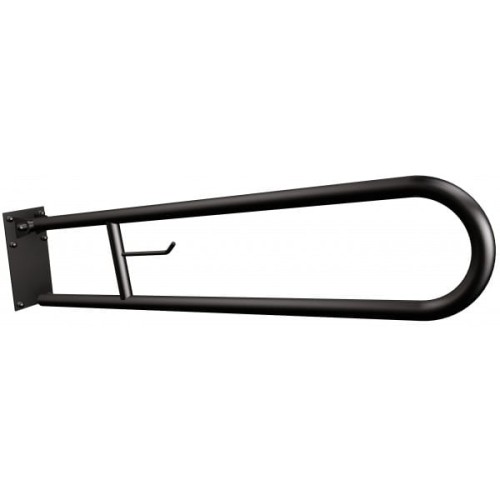 Uchwyt półokrągły uchylny z płytą 80cm z wieszakiem na papier czarny