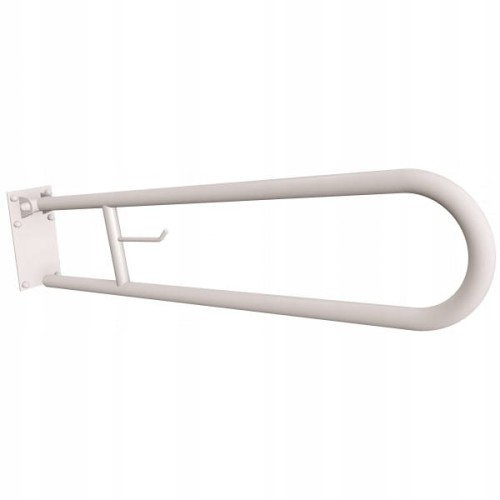 Uchwyt półokrągły uchylny z płytą 85cm z wieszakiem na papier biały