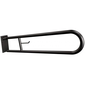 Uchwyt półokrągły uchylny z płytą 85cm z wieszakiem na papier czarny