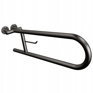 Uchwyt półokrągły uchylny 60 cm z wieszakiem na papier czarny