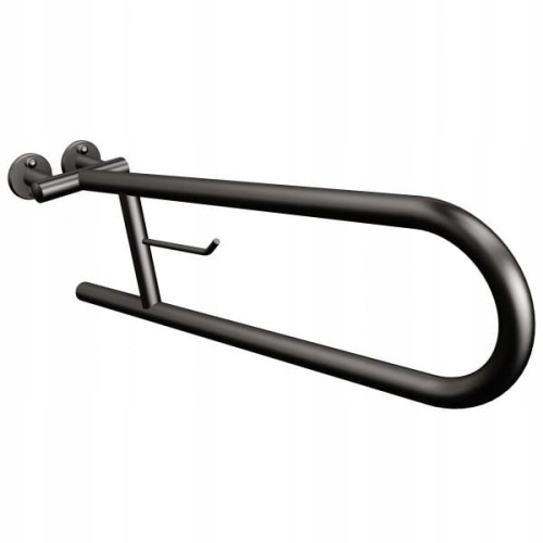 Uchwyt półokrągły uchylny 60 cm z wieszakiem na papier czarny