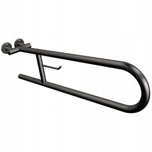 Uchwyt półokrągły uchylny 70 cm z wieszakiem na papier czarny