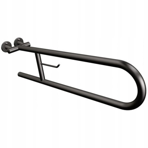 Uchwyt półokrągły uchylny 70 cm z wieszakiem na papier czarny