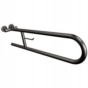 Uchwyt półokrągły uchylny 75 cm z wieszakiem na papier czarny