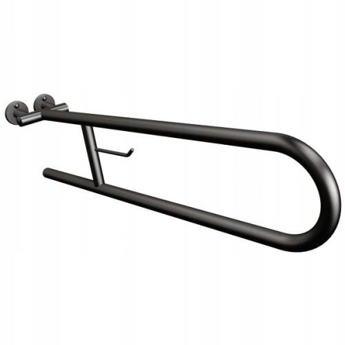 Uchwyt półokrągły uchylny 75 cm z wieszakiem na papier czarny