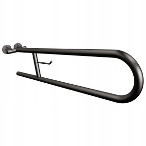 Uchwyt półokrągły uchylny 80 cm z wieszakiem na papier czarny