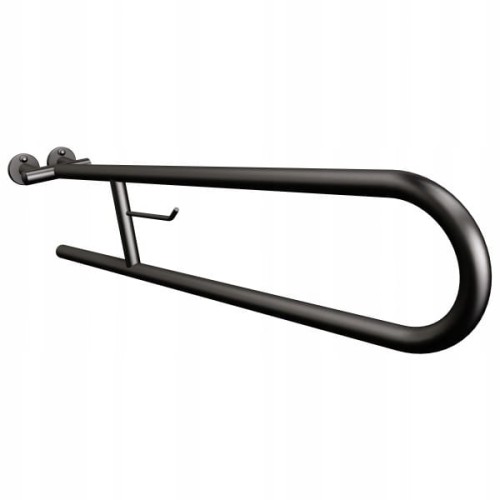 Uchwyt półokrągły uchylny 80 cm z wieszakiem na papier czarny