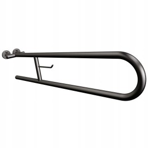 Uchwyt półokrągły uchylny 85 cm z wieszakiem na papier czarny