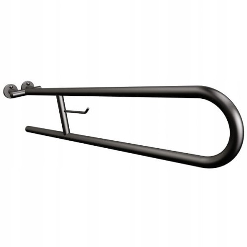 Uchwyt półokrągły uchylny 85 cm z wieszakiem na papier czarny