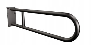 Uchwyt półokrągły ANDEX  stały z płytą 85cm fi25 stal nierdzewna CZARNY