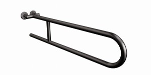 Uchwyt naścienny półokrągły stały 75 cm fi 25 czarny