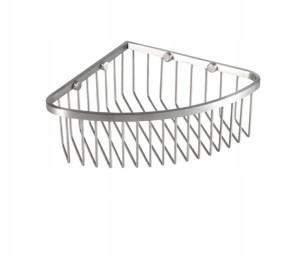 Kosz prysznicowy narożny 20 cm wysoki Stal szczotkowana