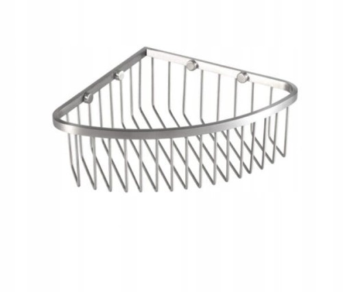 Kosz prysznicowy narożny 20 cm wysoki Stal szczotkowana