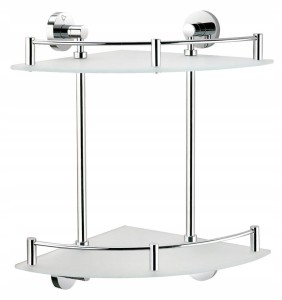 Półka szklana narożna podwójna chrom szkło matowe