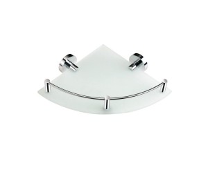 Półka szklana narożna chrom szkło przeźroczyste