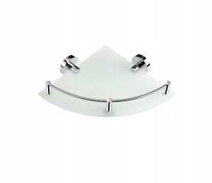 Półka szklana narożna chrom szkło matowe