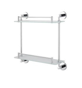 Półka szklana prosta podwójna chrom szkło matowe