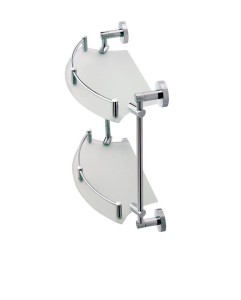 Półka szklana półokrągła podwójna chrom szkło matowe