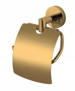 Uchwyt do papieru toaletowego z osłonką złoty połysk