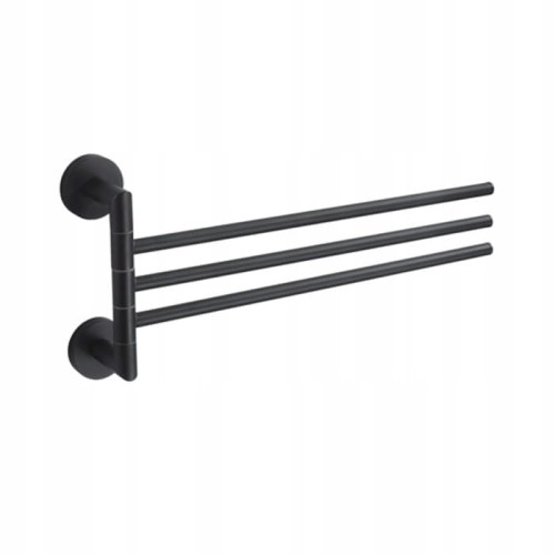 Wieszak na ręcznik / trójramienny ruchomy czarny mat