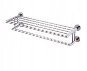 Półka na ręczniki z relingiem / mocowanie 4-punktowe / chrom