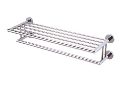 Półka na ręczniki z relingiem / mocowanie 4-punktowe / chrom
