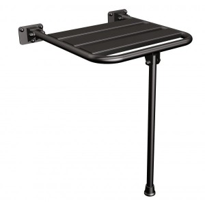 Siedzisko prysznicowe uchylne metalowe z podporą czarne