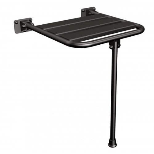 Siedzisko prysznicowe uchylne metalowe z podporą czarne