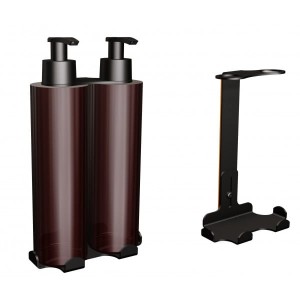 Uchwyt-dozownik mydła w płynie i szamponu samoprzylepny, czarny 2x300ml