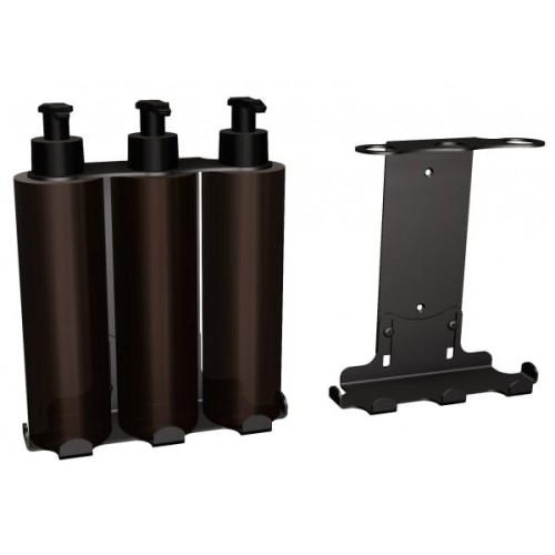 Uchwyt - dozownik mydła w płynie, szamponu, i odżywki 3x300ml CZARNY