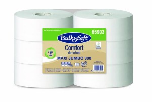 Papier toaletowy jumbo maxi  Comfort De-inked, 2 warstwy, kolor biały, celuloza z recyklinku, długość 300m, 6 rolek/op.
