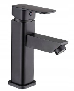 Bateria umywalkowa CUBIC czarny mat BLACK czarna korek