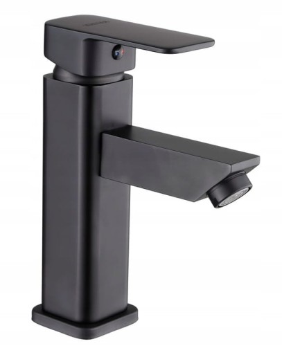 Bateria umywalkowa CUBIC czarny mat BLACK czarna korek
