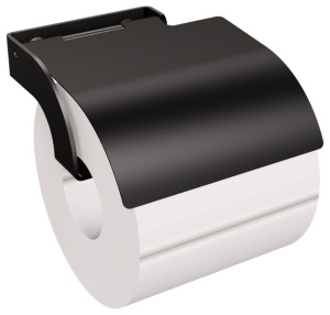 Wieszak na papier toaletowy z osłonką czarny Mat