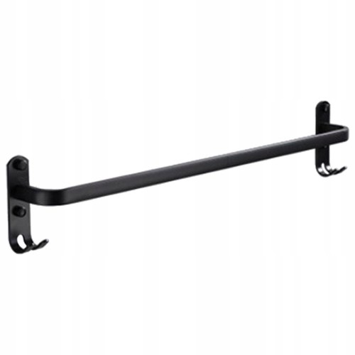 Wieszak łazienkowy pojedynczy z haczykami czarny 60 cm