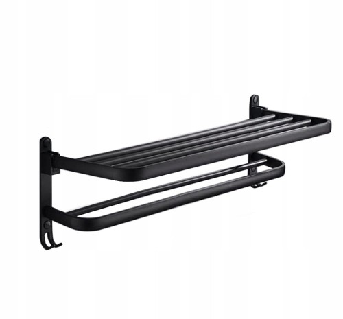 Wieszak łazienkowy z półką na ręczniki 60 cm czarny
