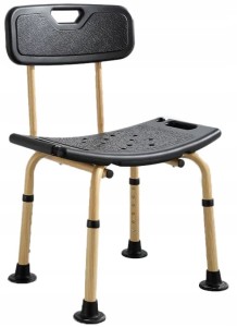 Krzesło kąpielowe pod prysznic z oparciem LM5103 - czarne