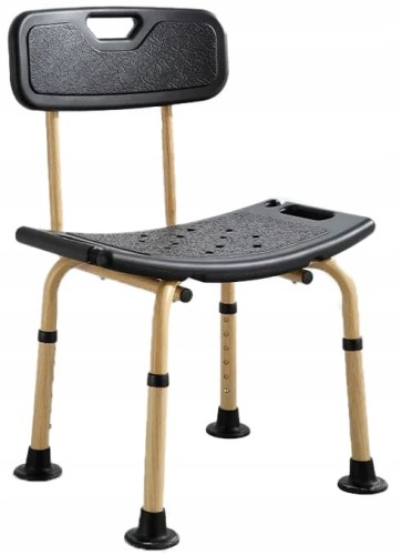 Krzesło kąpielowe pod prysznic z oparciem LM5103 - czarne