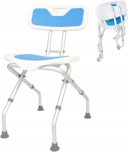 Krzesło kąpielowe składane pod prysznic LQX-040004 biało-niebieskie