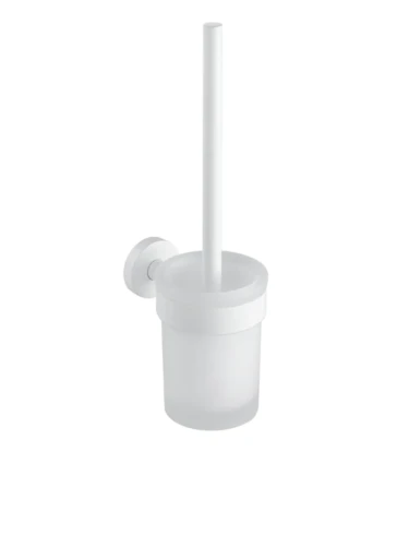  Szczotka WC wisząca Classic Biała mat / pojemnik szkło matowe